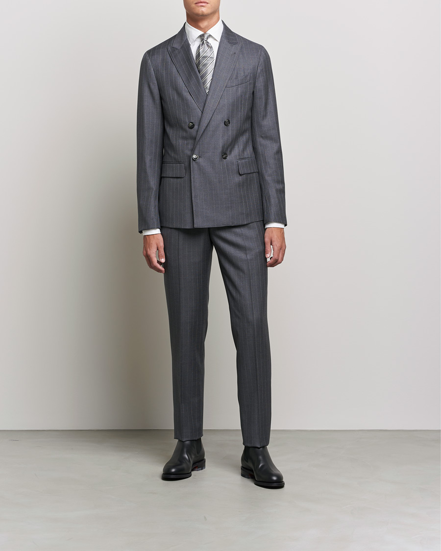 Mies | Italian Department | Giorgio Armani | Pinstripe Double Breasted Suit Grey