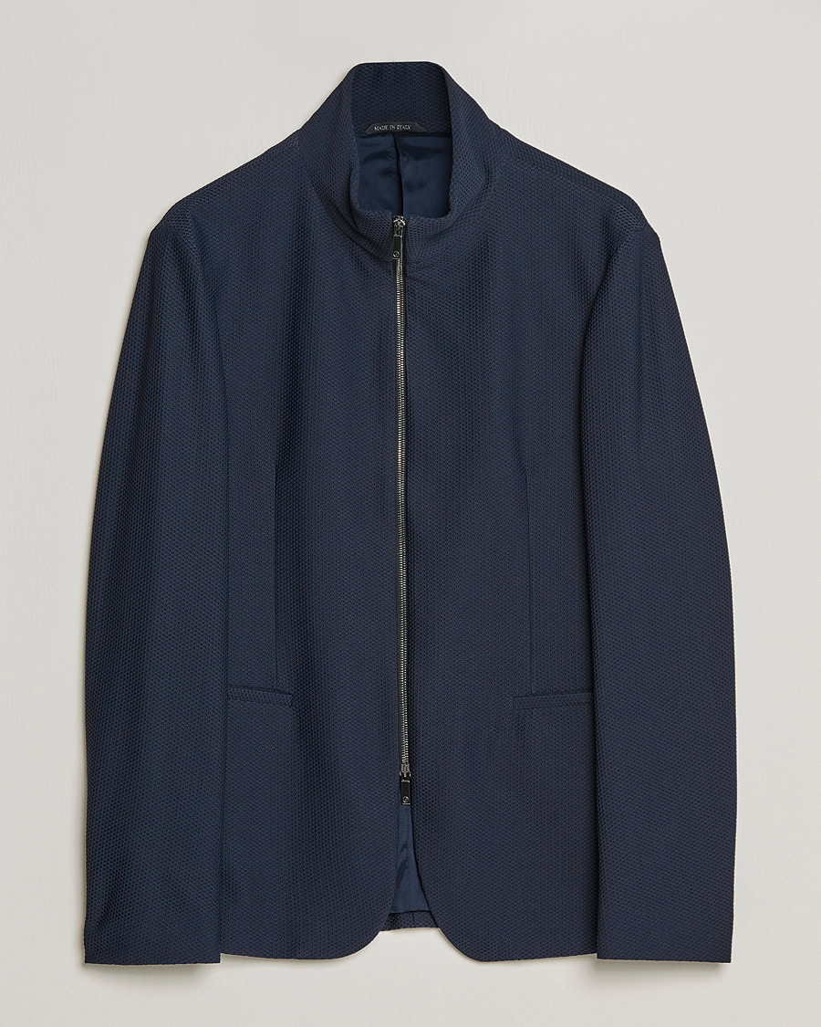 Mies | Pikkutakit | Giorgio Armani | Technical Mesh Zip Blazer Navy