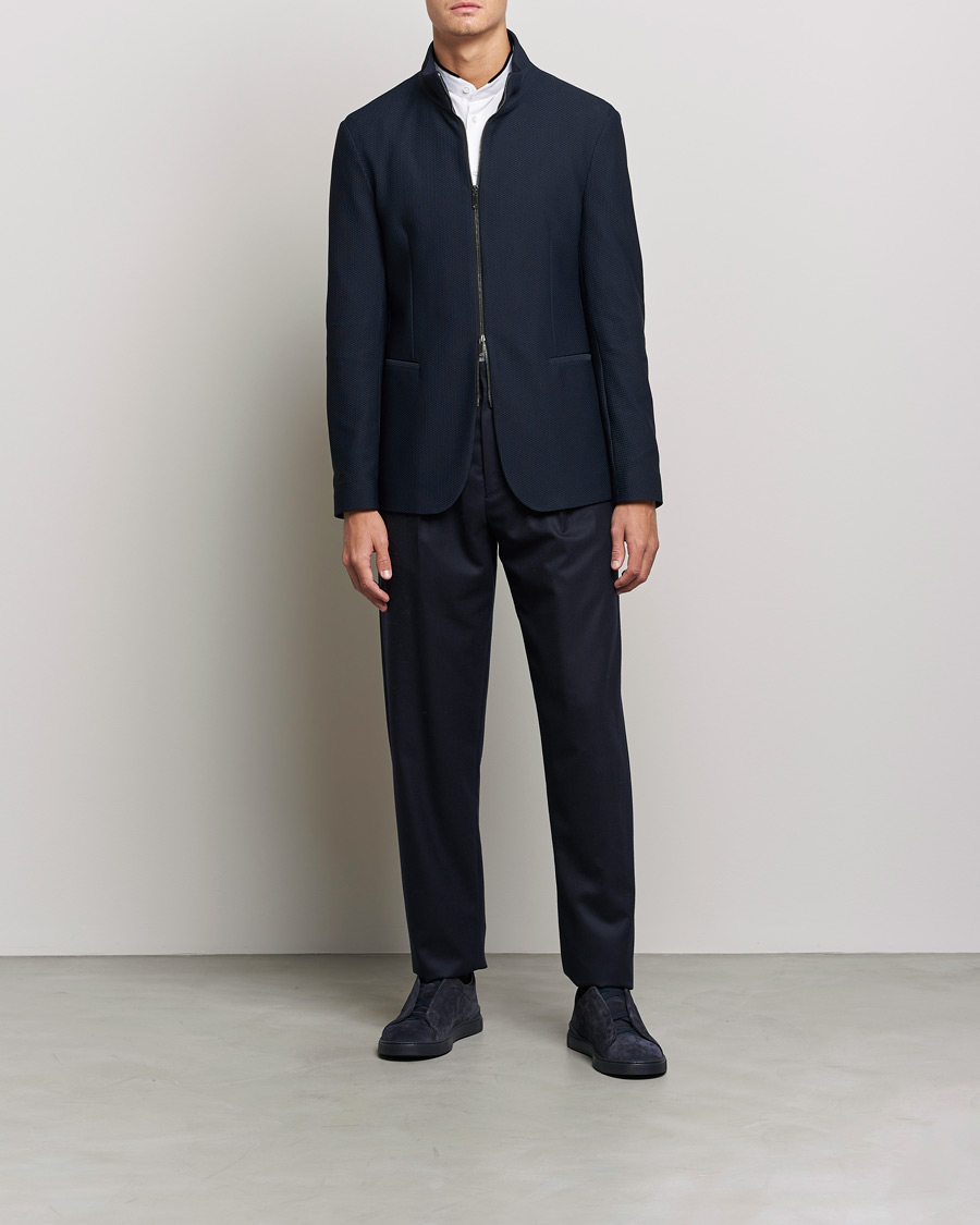 Mies | Pikkutakit | Giorgio Armani | Technical Mesh Zip Blazer Navy