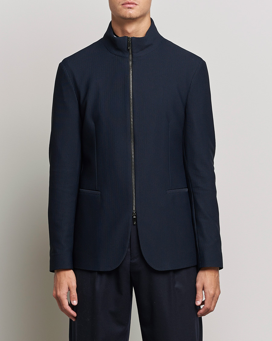 Mies | Pikkutakit | Giorgio Armani | Technical Mesh Zip Blazer Navy