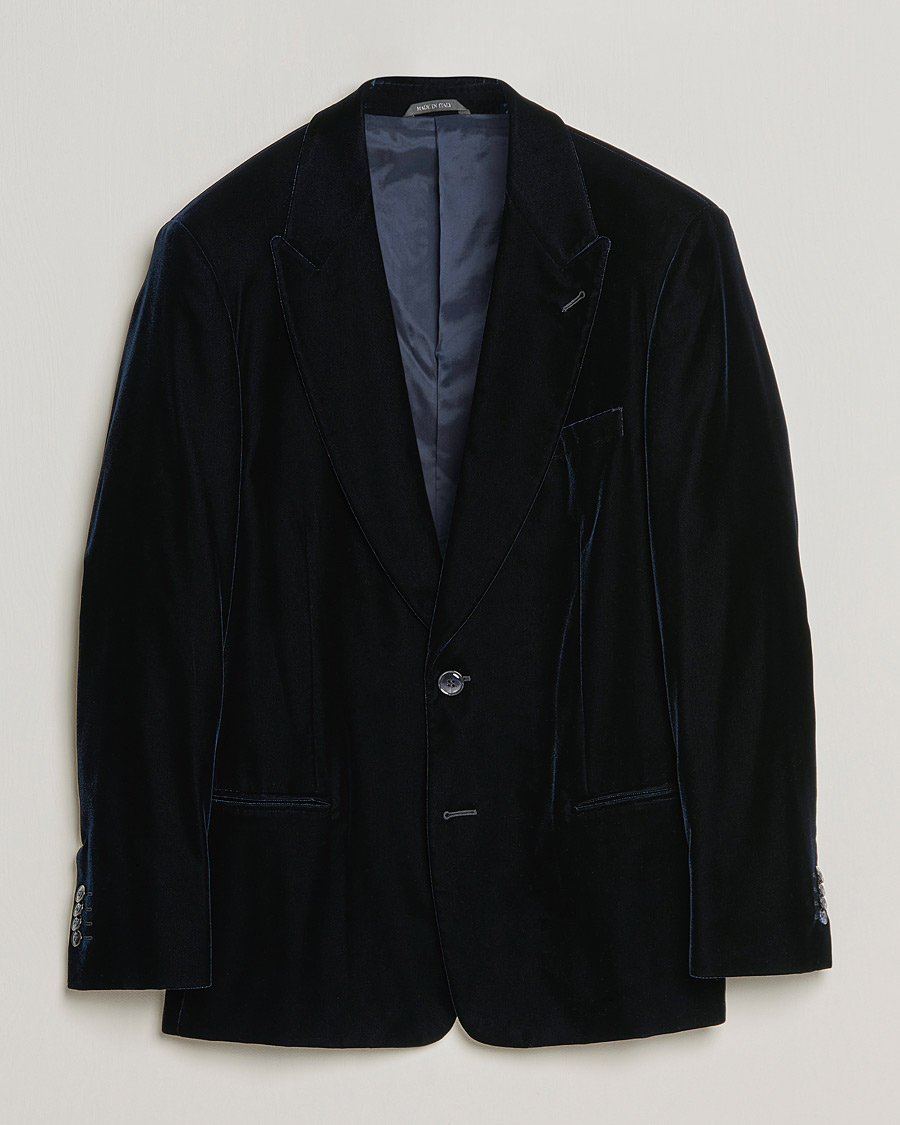 Mies | Pikkutakit | Giorgio Armani | Peak Lapel Velvet Blazer Navy