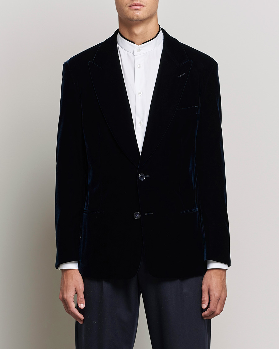 Mies | Pikkutakit | Giorgio Armani | Peak Lapel Velvet Blazer Navy