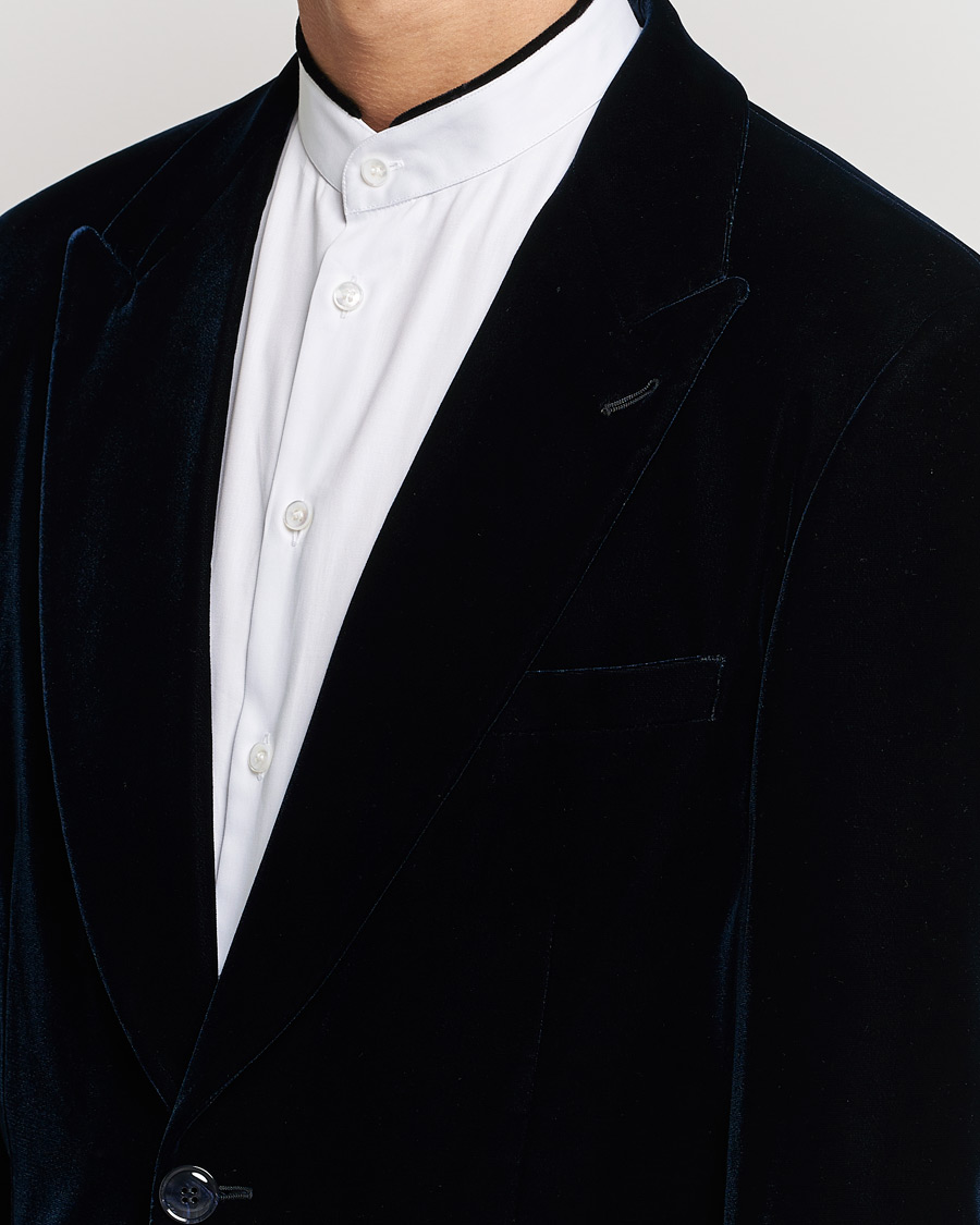 Mies | Pikkutakit | Giorgio Armani | Peak Lapel Velvet Blazer Navy