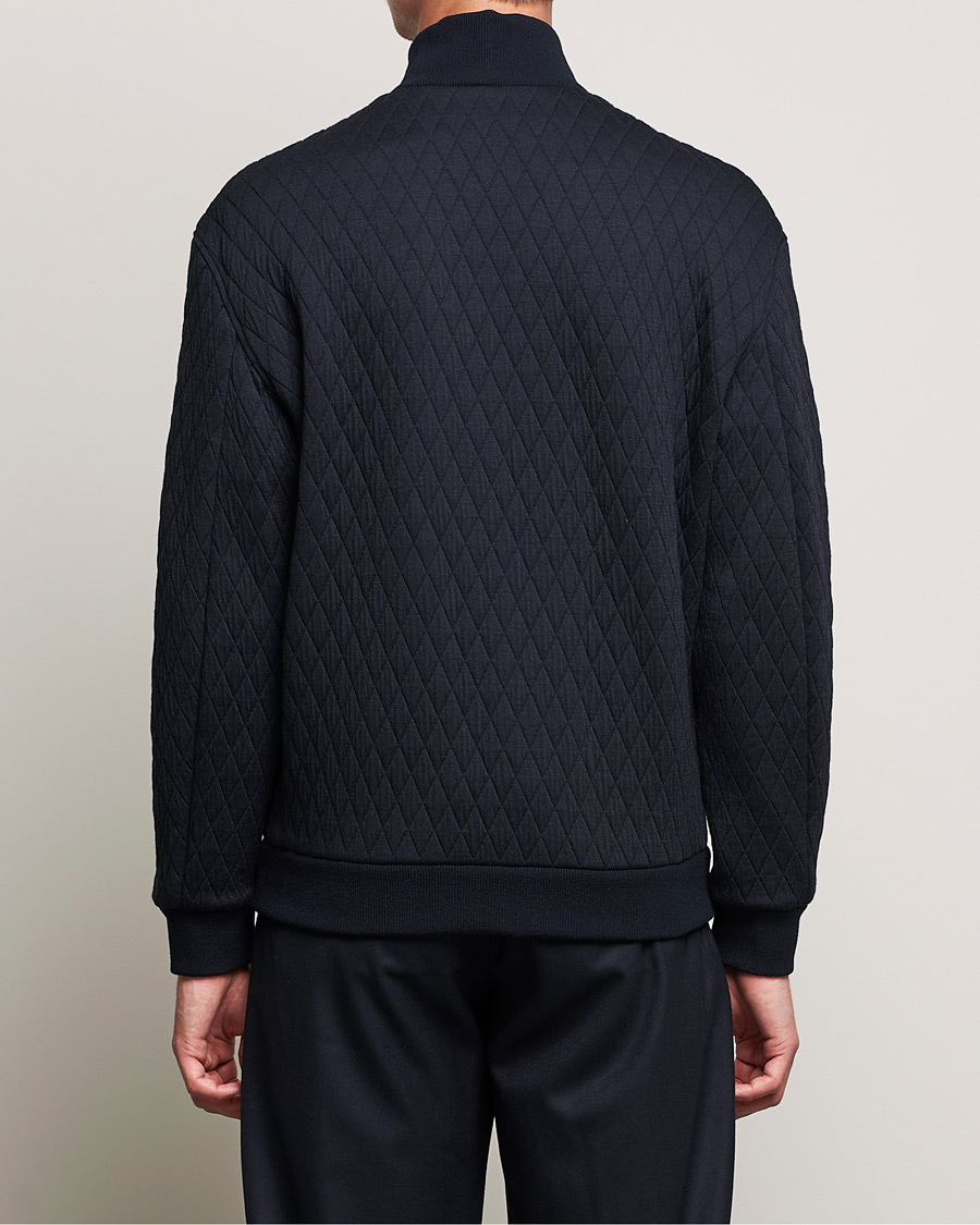 Mies | Puserot | Giorgio Armani | Diamond Quilted Zip Sweater Navy