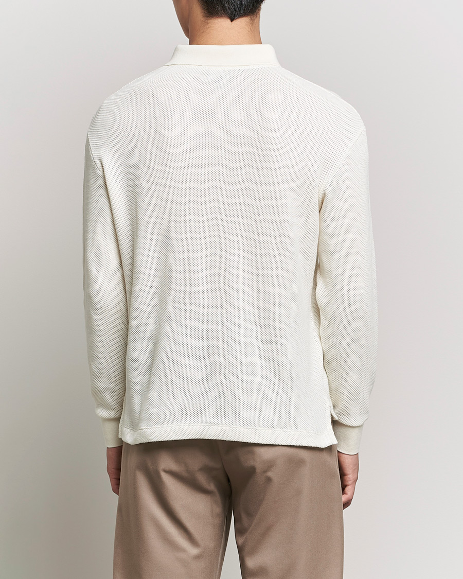 Mies | Puserot | Giorgio Armani | Wool Piquet Long Sleeve Polo Off White