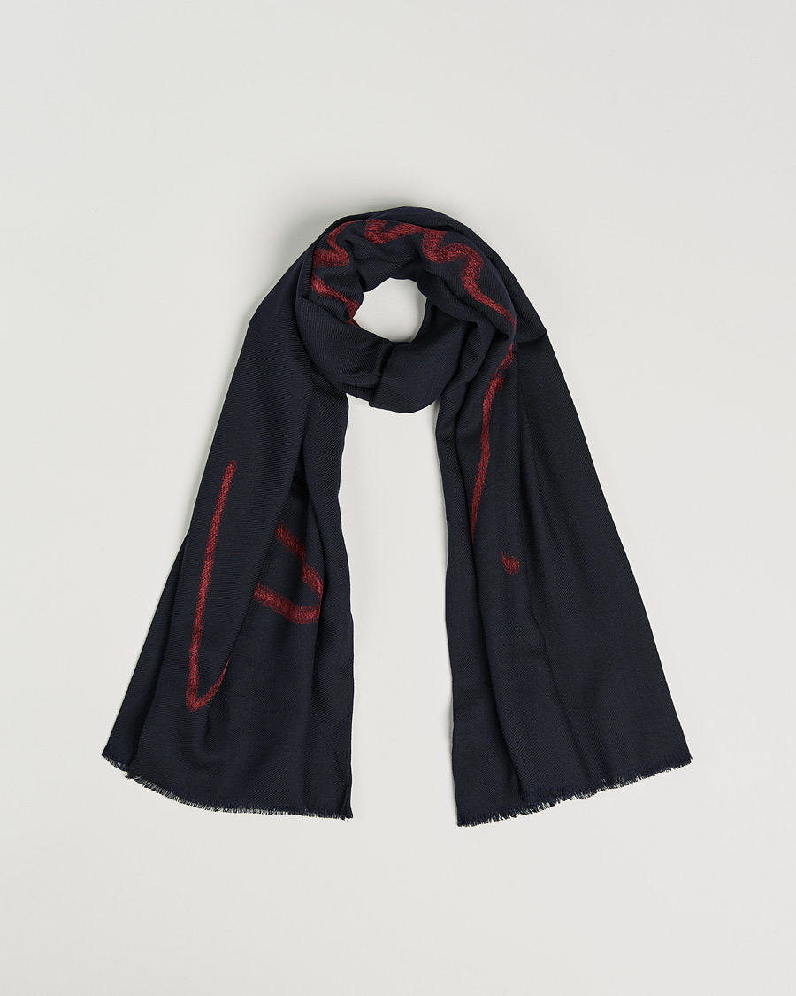 Mies | Giorgio Armani Signature Woven Wool Scarf Navy | Giorgio Armani | Signature Woven Wool Scarf Navy