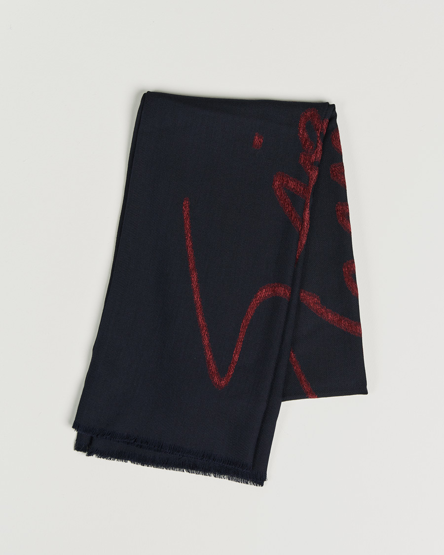Mies | Giorgio Armani Signature Woven Wool Scarf Navy | Giorgio Armani | Signature Woven Wool Scarf Navy