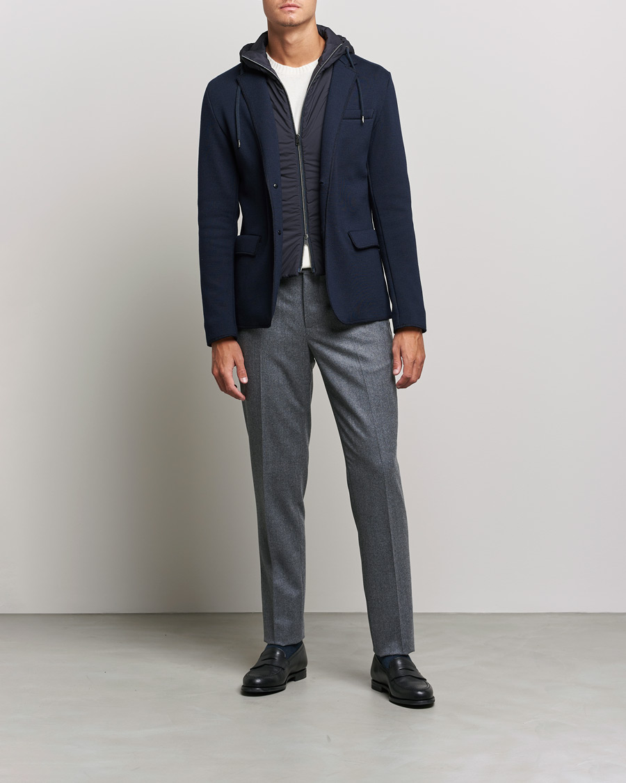 Mies | Ohuet takit | Herno | Knitted Jersey Blazer Navy