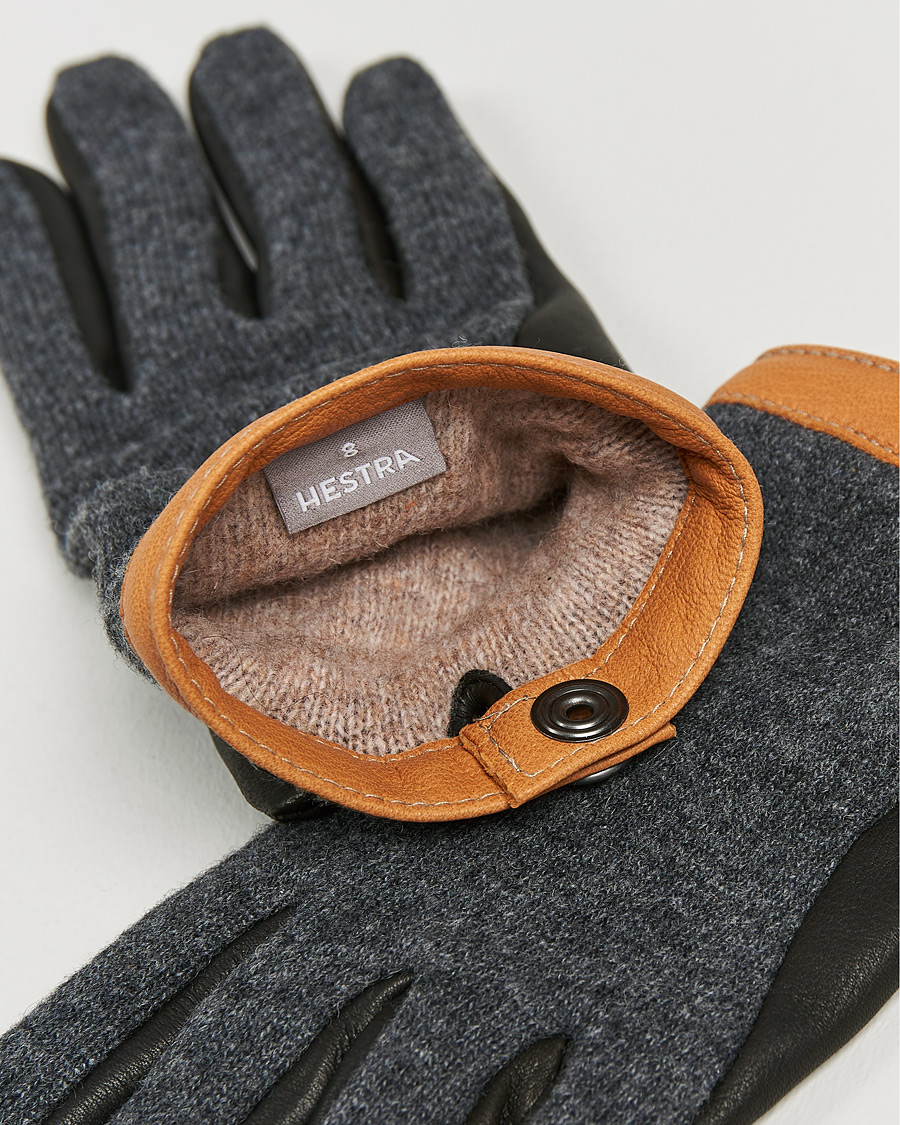 Mies |  | Hestra | Deerskin Wool Tricot Glove Grey/Black