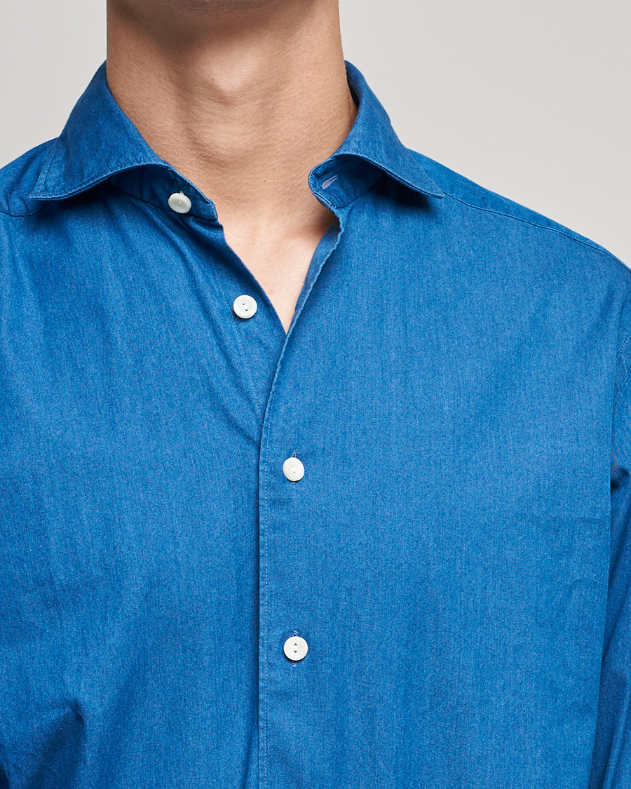 Mies | Kauluspaidat | Eton | Slim Fit Garment Washed Denim Shirt Indigo