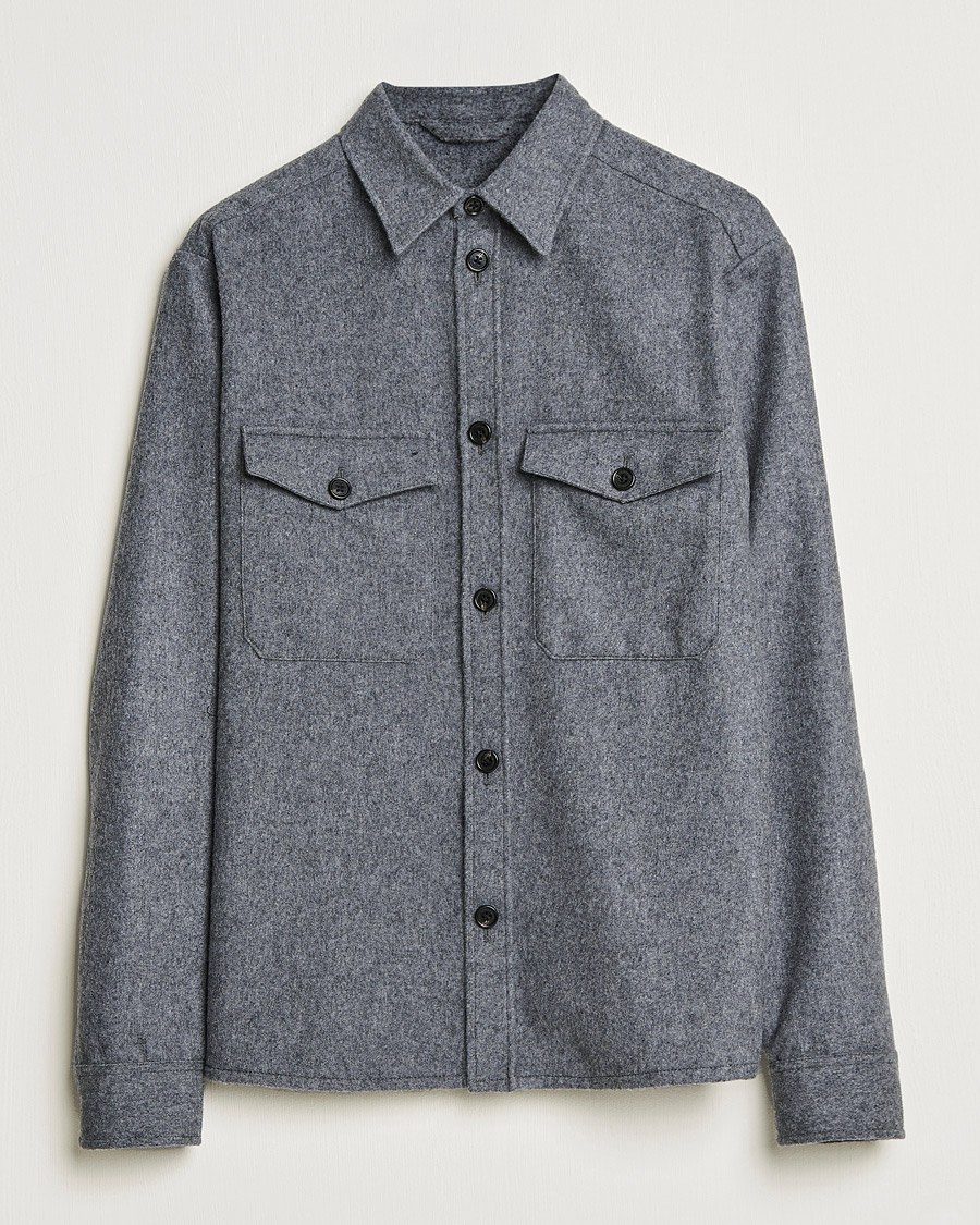 Miehet |  | J.Lindeberg | Flat Wool Regular Overshirt Grey Melange