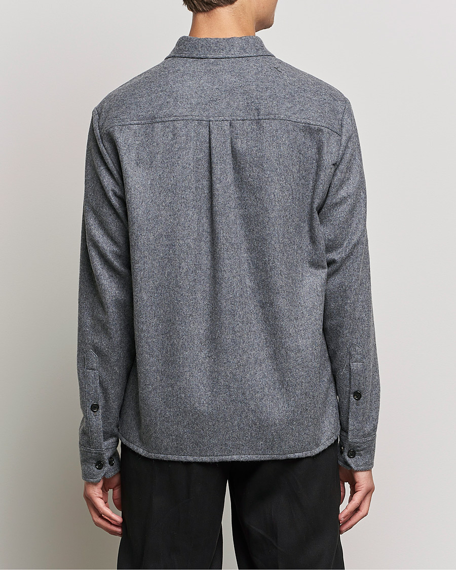 Mies | Kauluspaidat | J.Lindeberg | Flat Wool Regular Overshirt Grey Melange