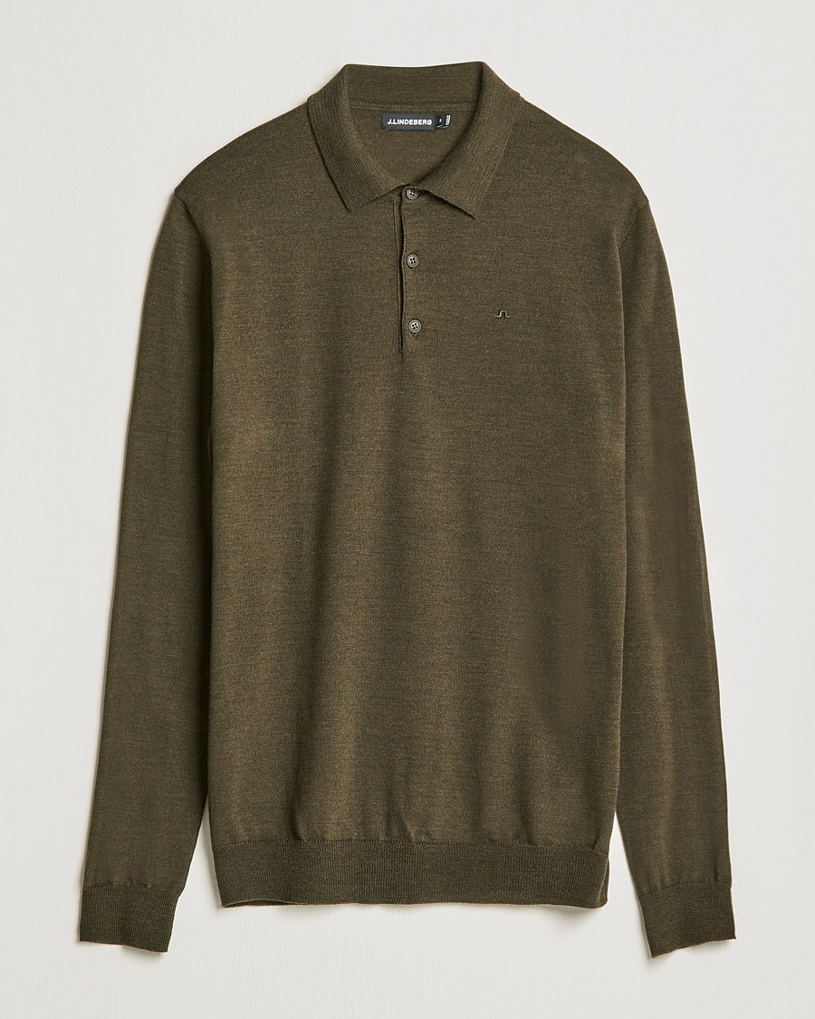 Mies | Puserot | J.Lindeberg | Noel True Merino Poloshirt Forest Green