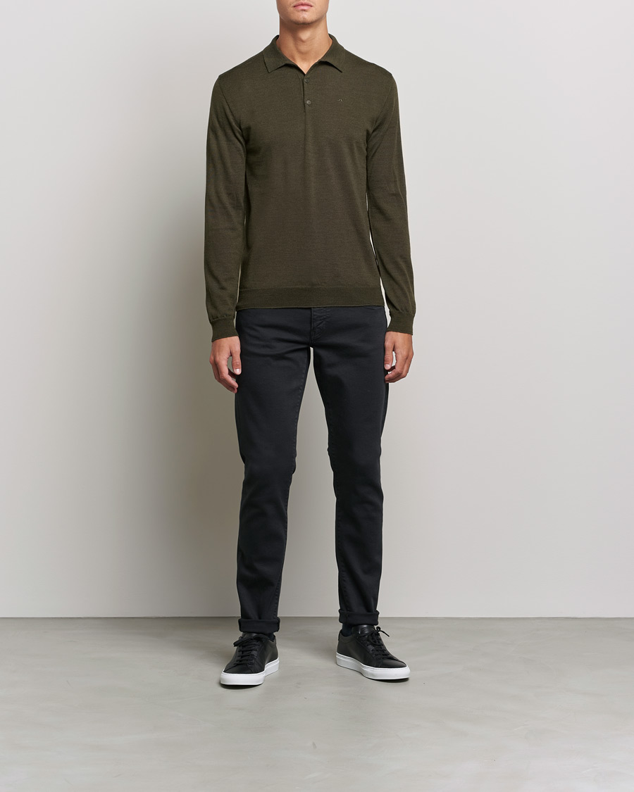 Mies | Puserot | J.Lindeberg | Noel True Merino Poloshirt Forest Green