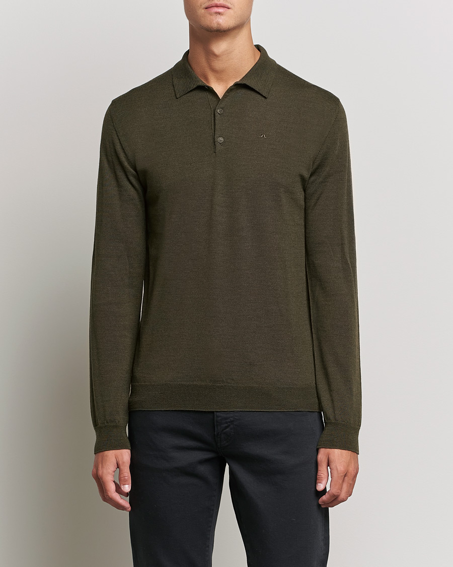 Mies | Puserot | J.Lindeberg | Noel True Merino Poloshirt Forest Green