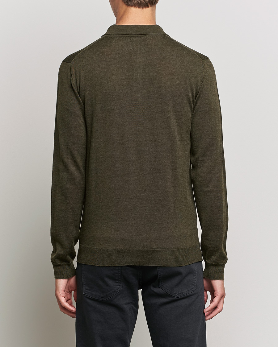 Mies | Puserot | J.Lindeberg | Noel True Merino Poloshirt Forest Green