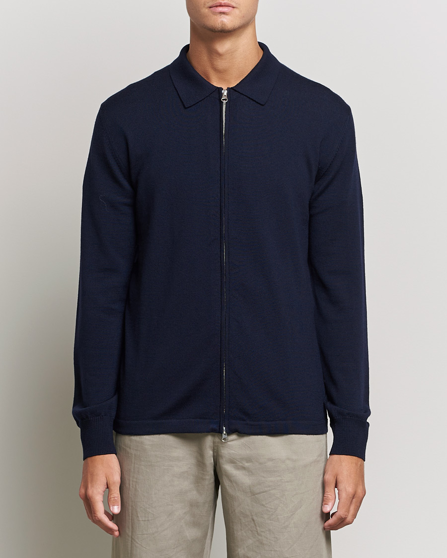 Mies | Puserot | J.Lindeberg | Nyle True Merino Zip Cardigan Navy