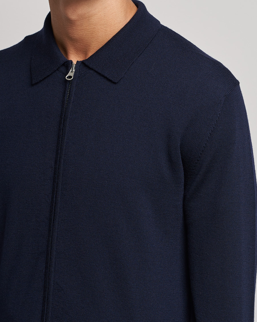 Mies | Puserot | J.Lindeberg | Nyle True Merino Zip Cardigan Navy