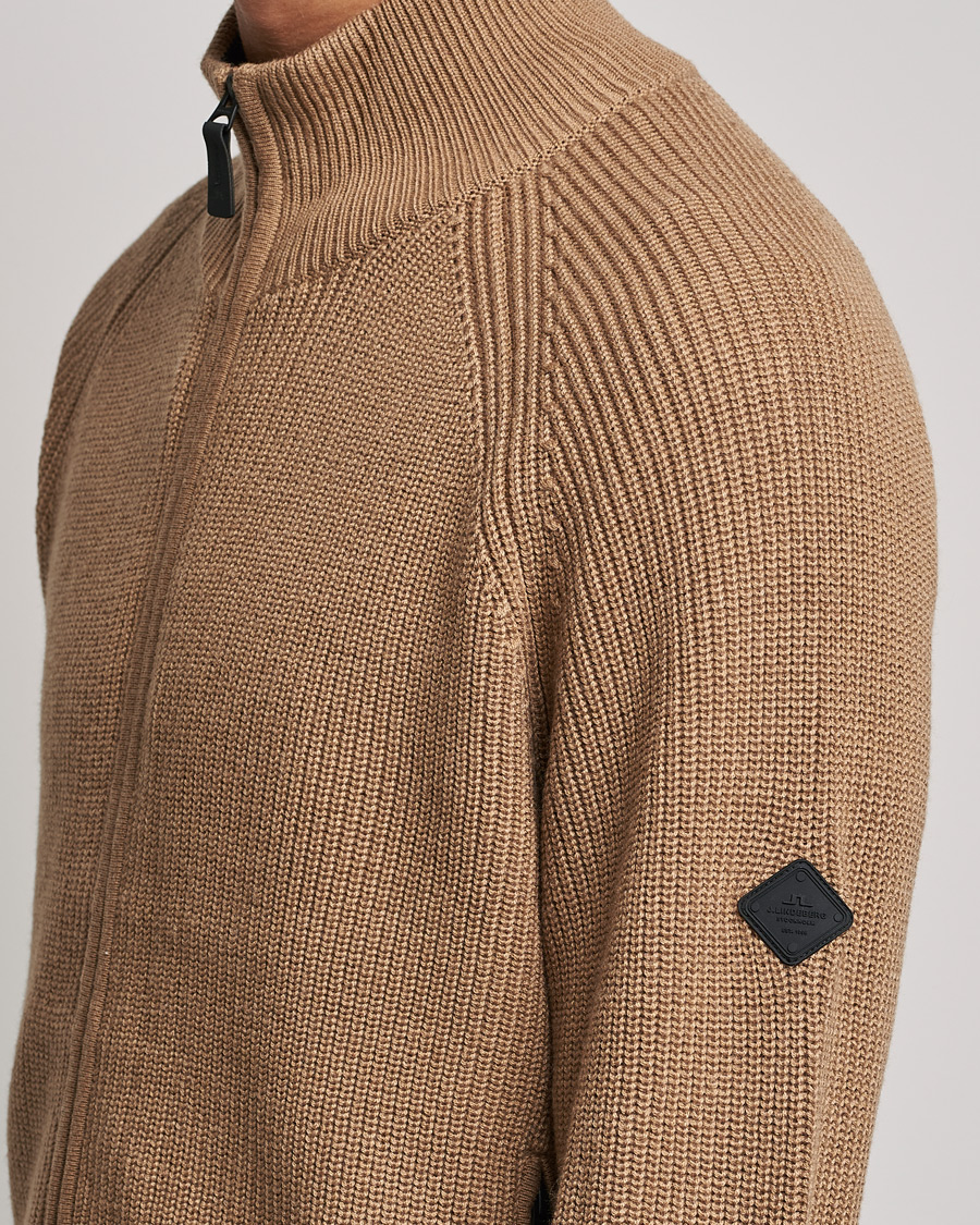 Mies | Puserot | J.Lindeberg | Kyler Wool Blend Zip Tiger Brown