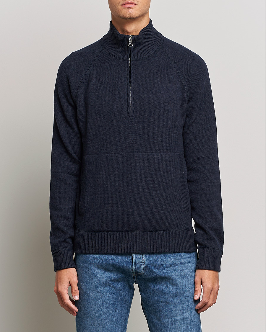 Mies |  | J.Lindeberg | Collin Cashmere/Wool Knitted Half Zip Navy