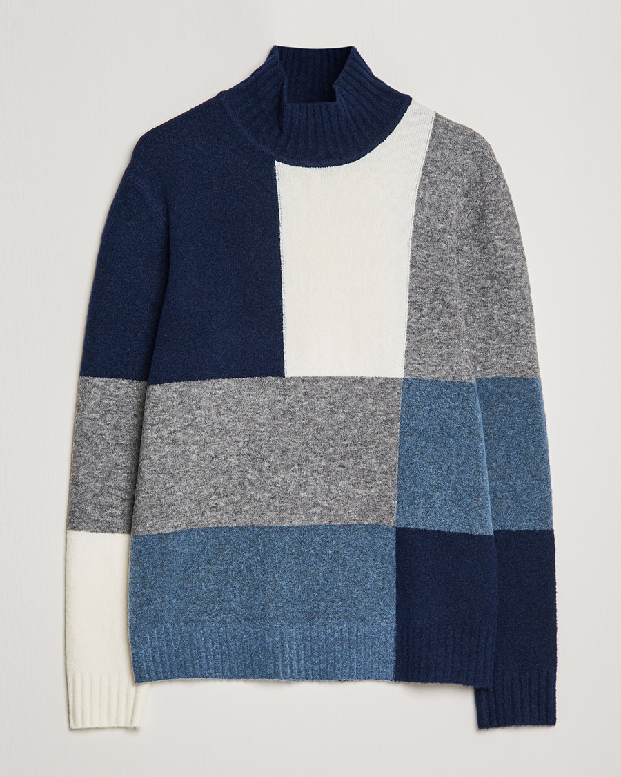 Mies | Puserot | J.Lindeberg | Orian Wool Blend Turtleneck Blue Colorblock