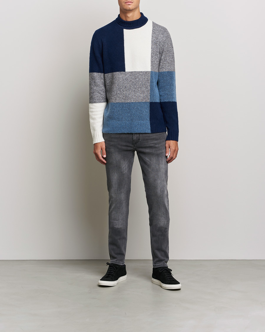Mies | Puserot | J.Lindeberg | Orian Wool Blend Turtleneck Blue Colorblock