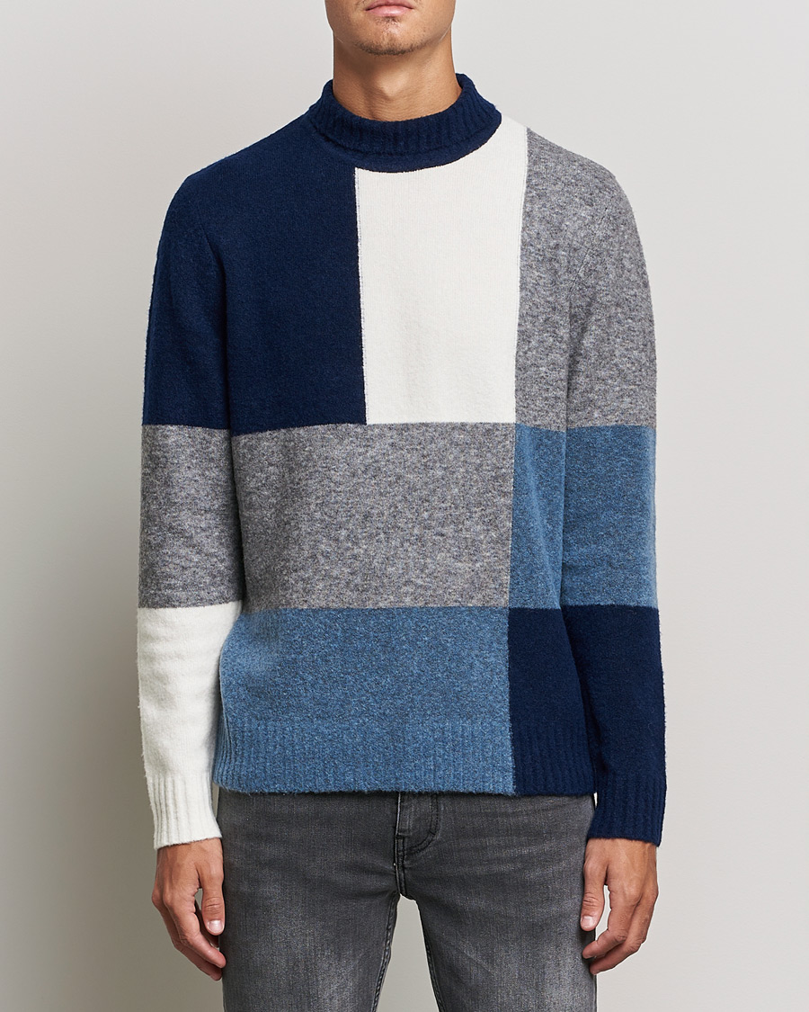 Mies | Puserot | J.Lindeberg | Orian Wool Blend Turtleneck Blue Colorblock
