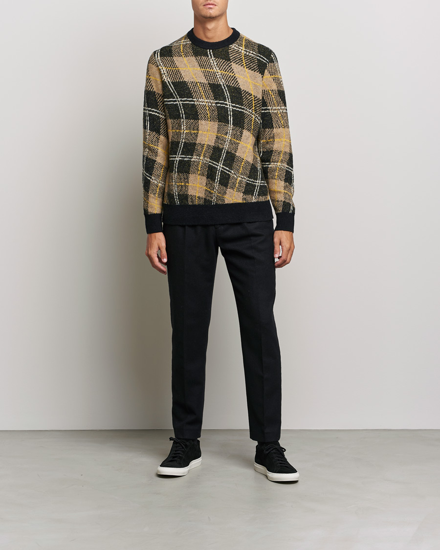 Mies | Business & Beyond | J.Lindeberg | Glen Hairy Jacquard Knitted Crew Neck Tiger Brown