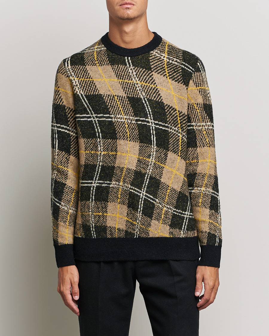 Mies |  | J.Lindeberg | Glen Hairy Jacquard Knitted Crew Neck Tiger Brown