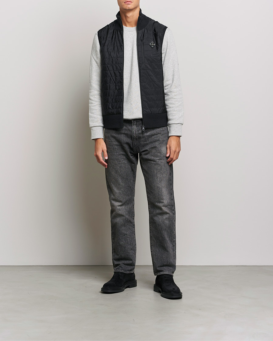 Mies | J.Lindeberg | J.Lindeberg | Becket Knitted Hybrid Zip Vest Black