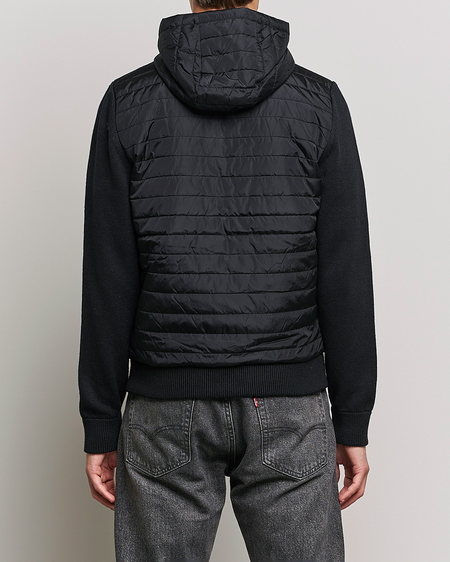 Mies | Puserot | J.Lindeberg | Pierre Knitted Hybrid Full Zip Hood Black
