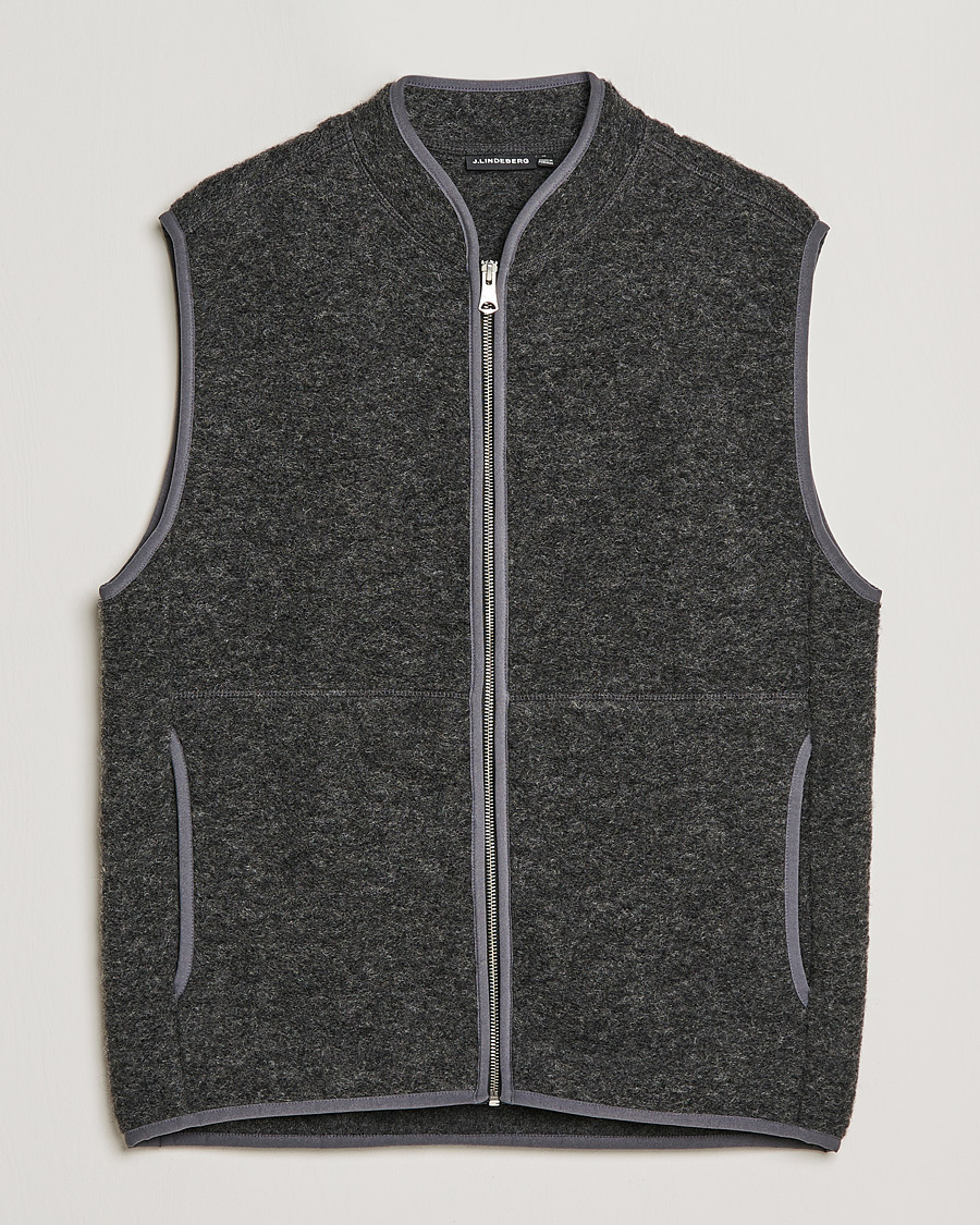 Mies | Puserot | J.Lindeberg | Duncan Wool Fleece Vest Grey Melange