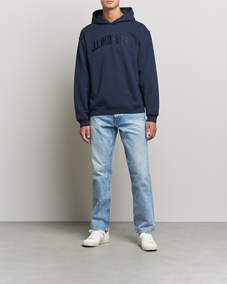 Mies | Puserot | J.Lindeberg | Kyzer Logo Hoodie Navy