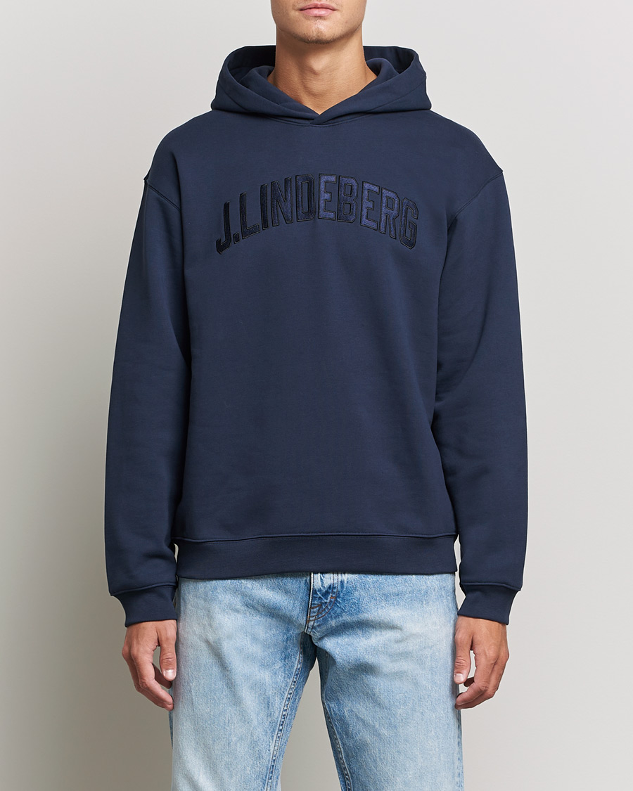 Mies | Puserot | J.Lindeberg | Kyzer Logo Hoodie Navy