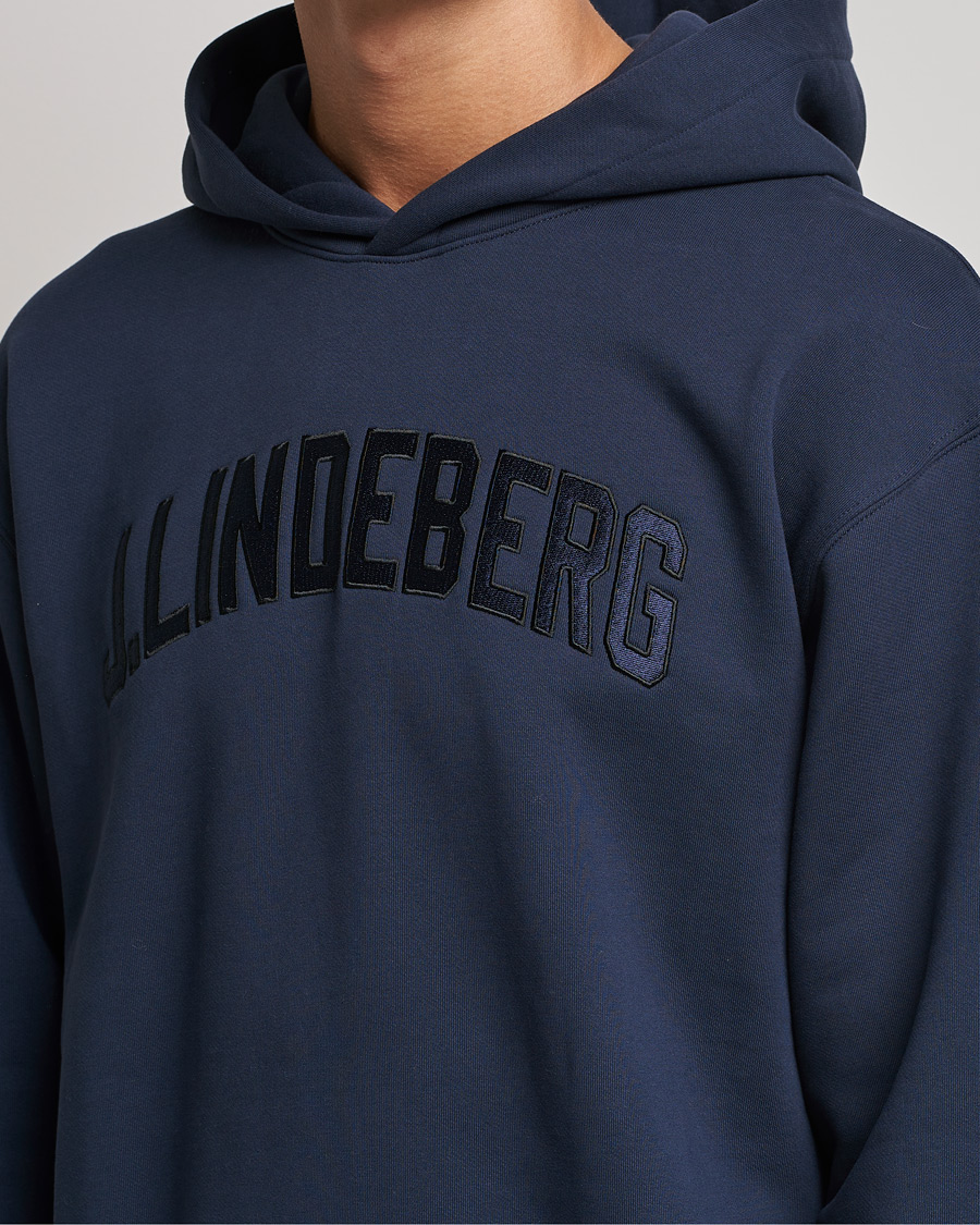 Mies | Puserot | J.Lindeberg | Kyzer Logo Hoodie Navy