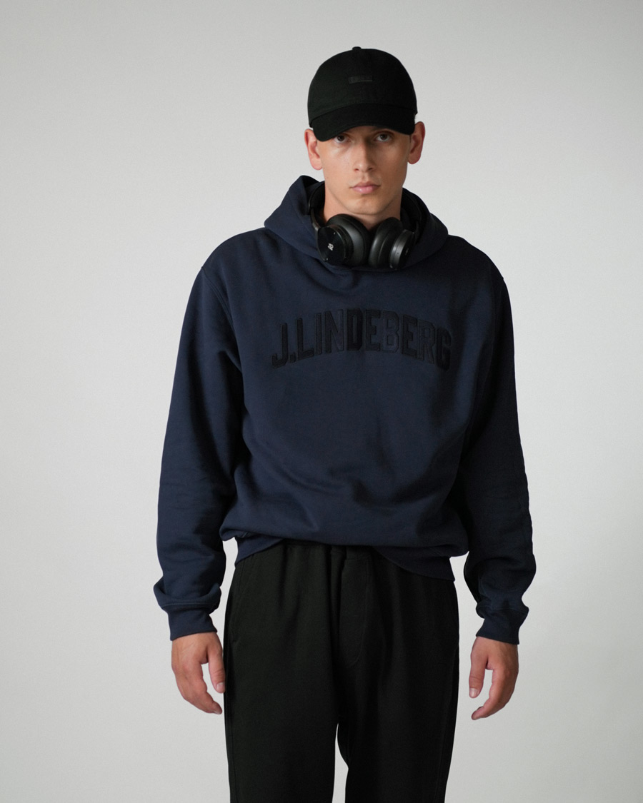 Mies | Puserot | J.Lindeberg | Kyzer Logo Hoodie Navy
