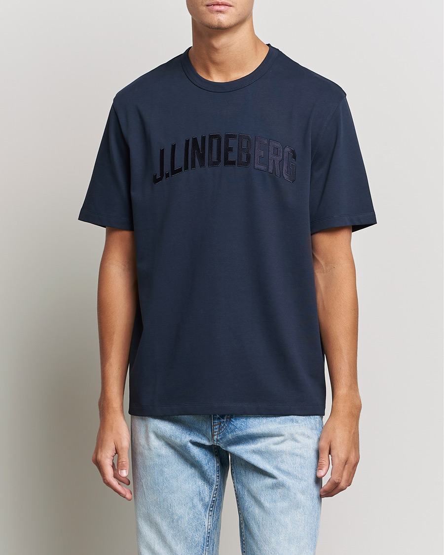Mies |  | J.Lindeberg | Camilo Logo T-Shirt Navy