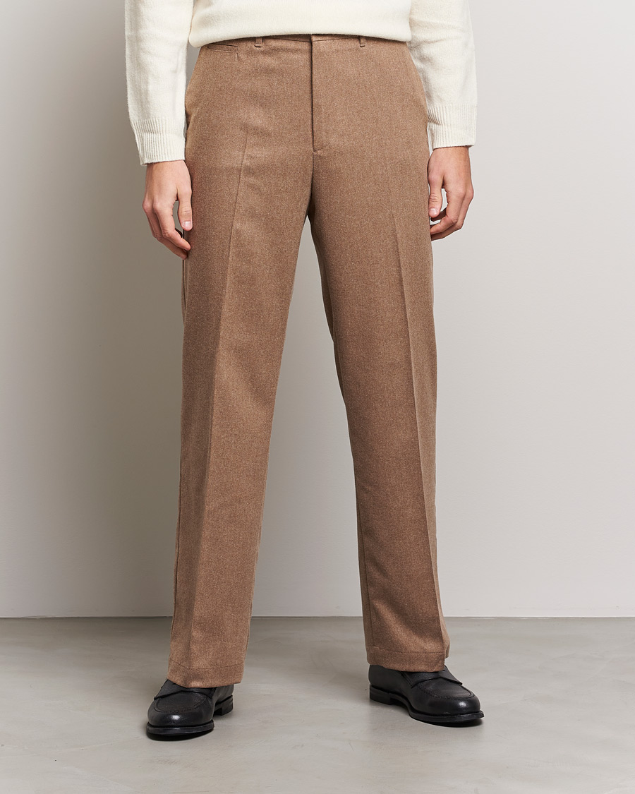 Mies | Housut | J.Lindeberg | Haij Clean Flannel Trousers Tiger Brown