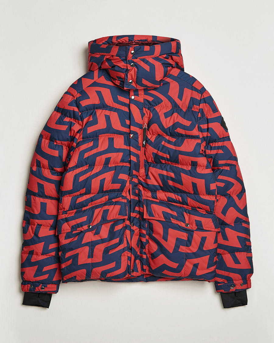 Mies | Takit | J.Lindeberg | Sphere Printed Down Jacket Bridge Swirl Red