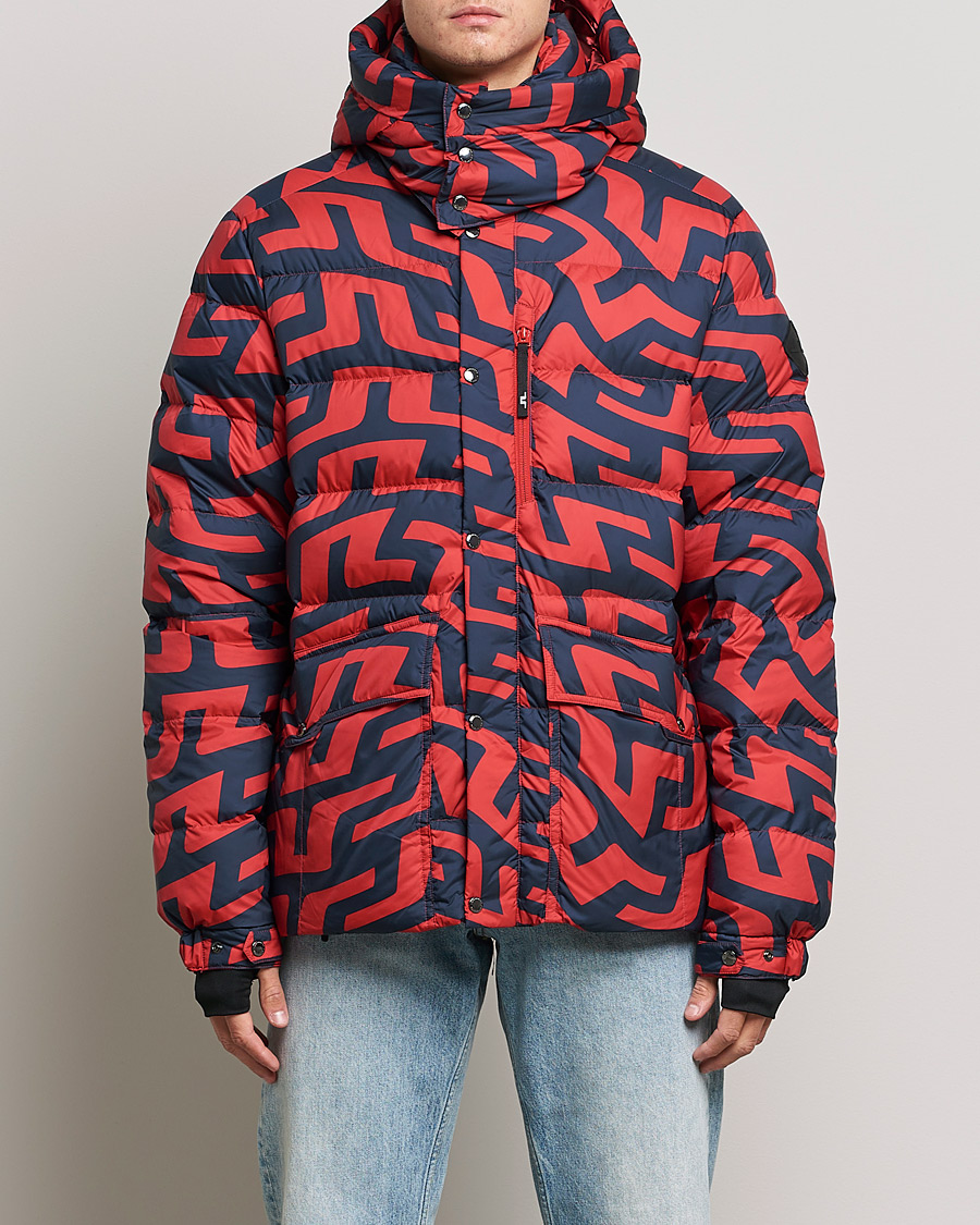 Mies | Takit | J.Lindeberg | Sphere Printed Down Jacket Bridge Swirl Red