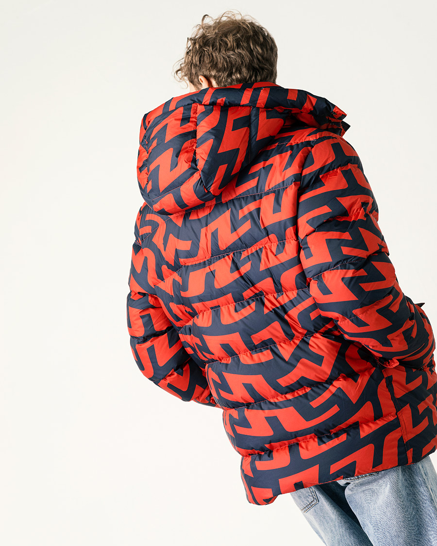 Mies | Takit | J.Lindeberg | Sphere Printed Down Jacket Bridge Swirl Red
