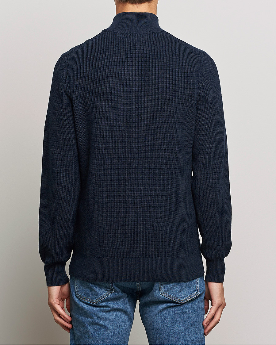 Mies | Puserot | J.Lindeberg | Diamond Knitted Zip Sweater Navy