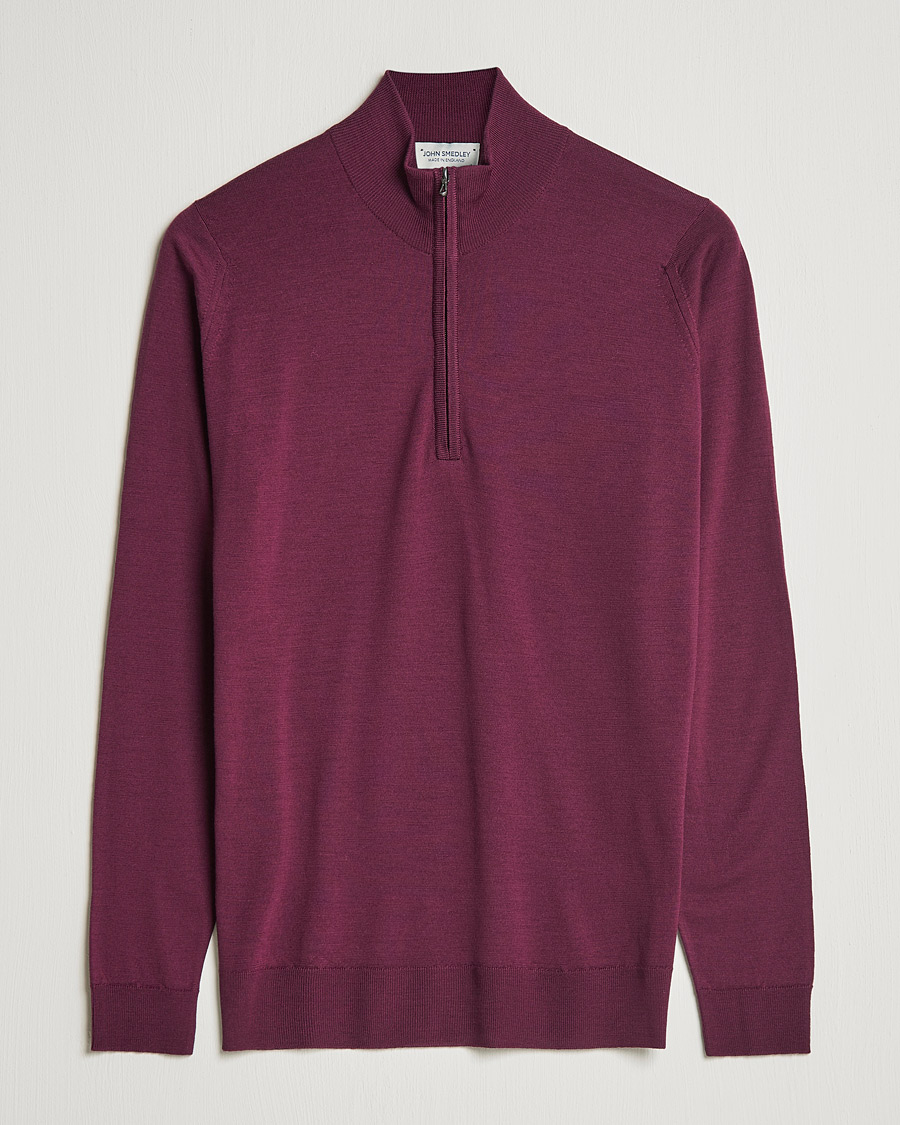 Mies | Puserot | John Smedley | Barrow Extra Fine Merino Half Zip Pigment Purple
