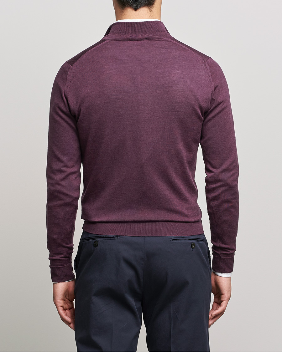Mies | Puserot | John Smedley | Barrow Extra Fine Merino Half Zip Pigment Purple
