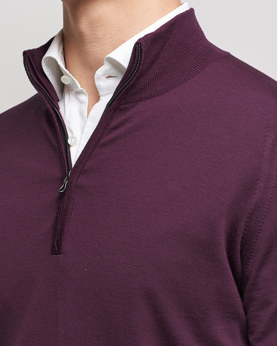 Mies | Puserot | John Smedley | Barrow Extra Fine Merino Half Zip Pigment Purple