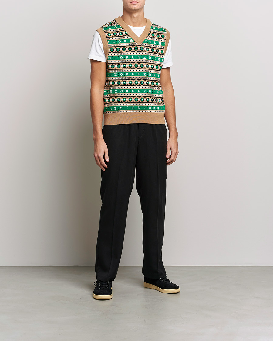Mies | Puserot | KENZO | Jacquard Vest Grass Green