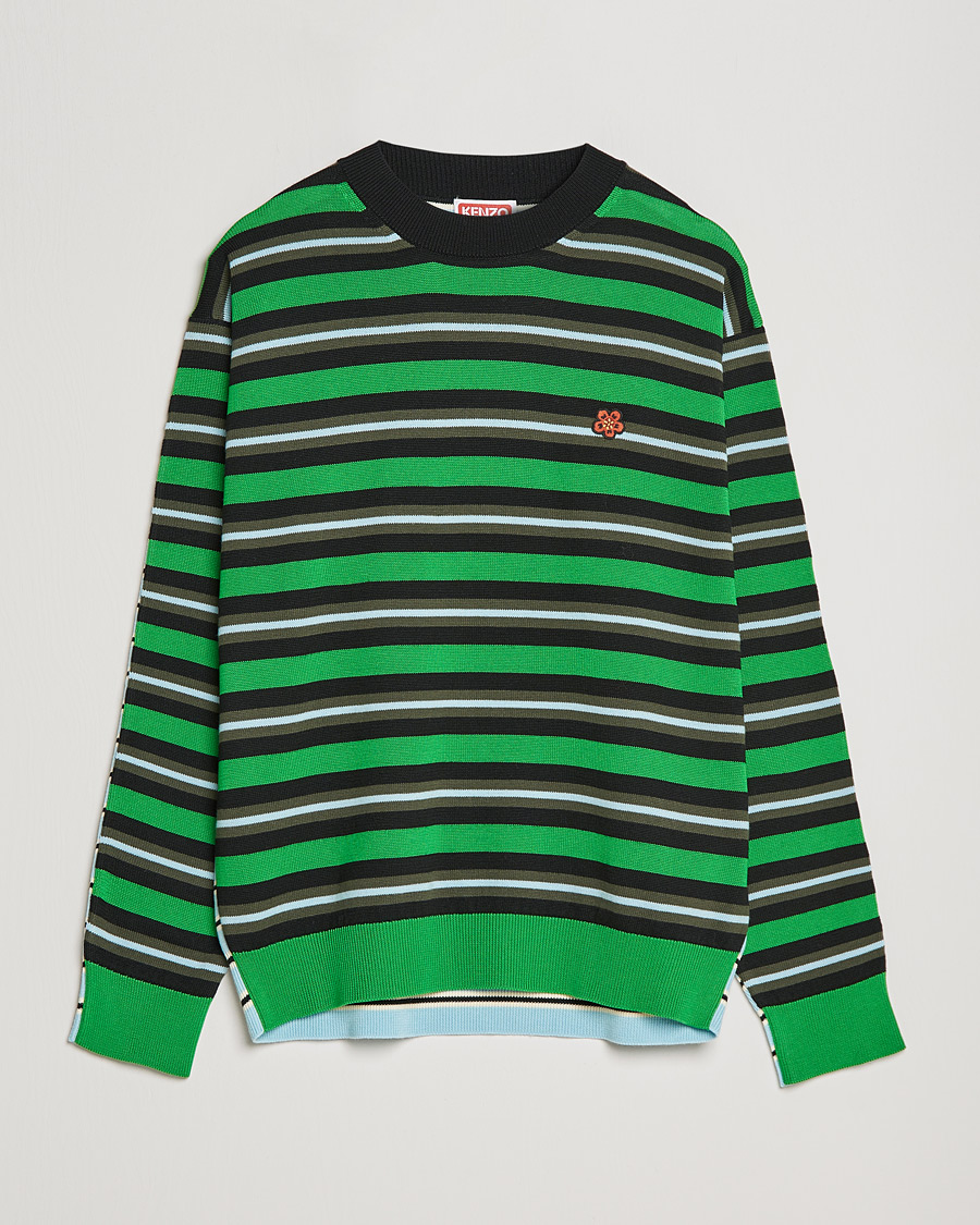Mies | Puserot | KENZO | Stripes Wool Knitted Jumper Grass Green