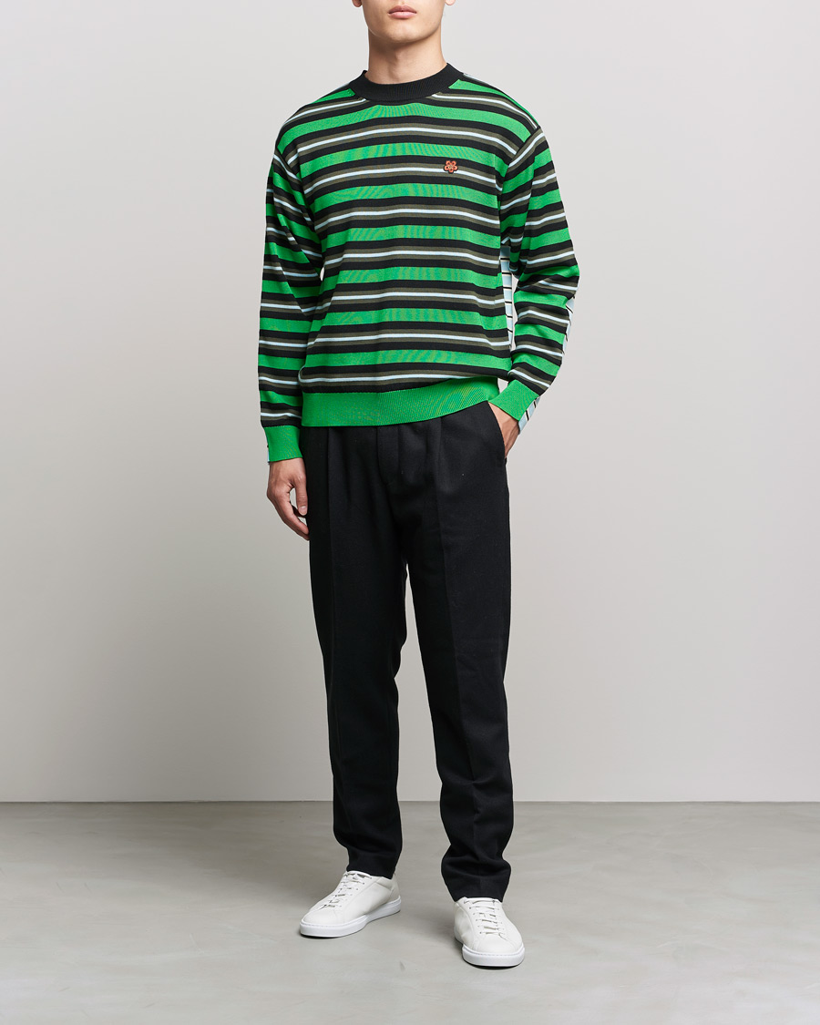 Mies | KENZO | KENZO | Stripes Wool Knitted Jumper Grass Green