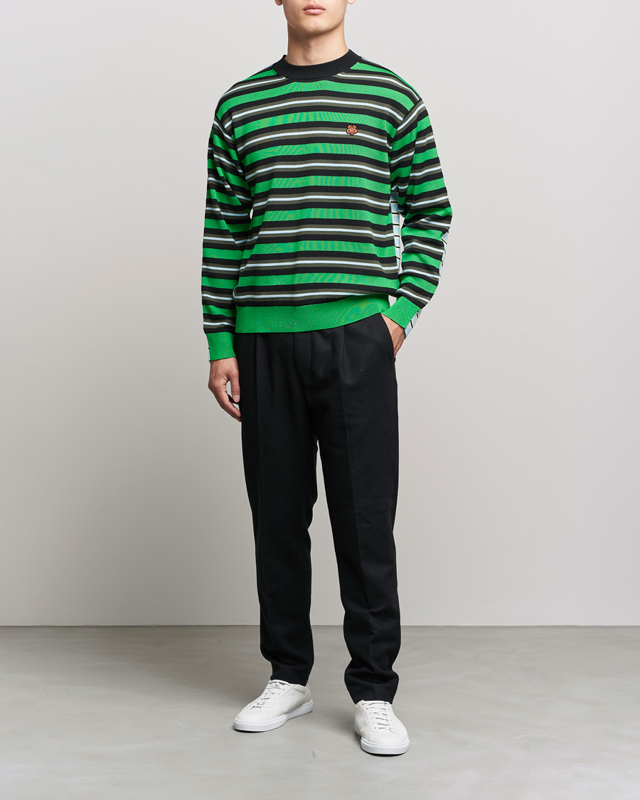 Mies | Puserot | KENZO | Stripes Wool Knitted Jumper Grass Green