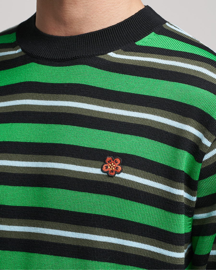 Mies | Puserot | KENZO | Stripes Wool Knitted Jumper Grass Green